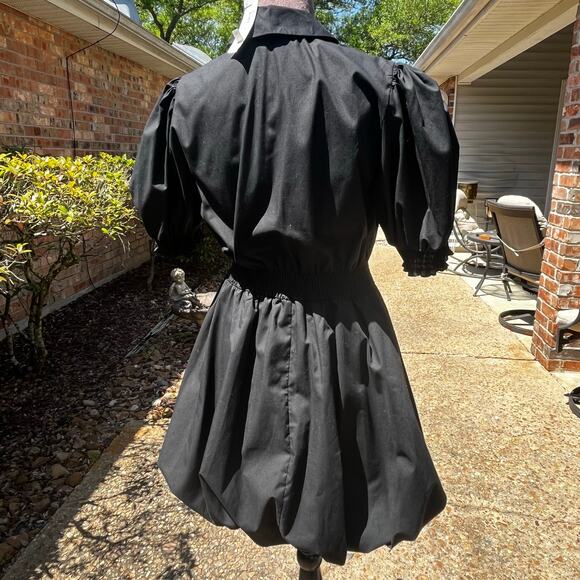 River Island Cotton Poplin Bubble Mini Shirt Dress Black Sz 10 - Picture 4 of 9